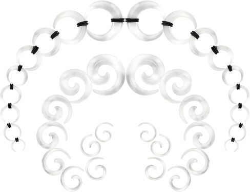 18PCS Septum Tapers Acrylic Septum Pincher Ear Tapers Kit C Shape Buffalo Ear Gauges Stretching Expander Rings for Nose Ear Gauges Size 14G-00G in Saudi Arabia