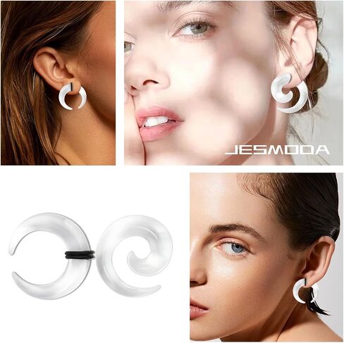 18PCS Septum Tapers Acrylic Septum Pincher Ear Tapers Kit C Shape Buffalo Ear Gauges Stretching Expander Rings for Nose Ear Gauges Size 14G-00G in Saudi Arabia