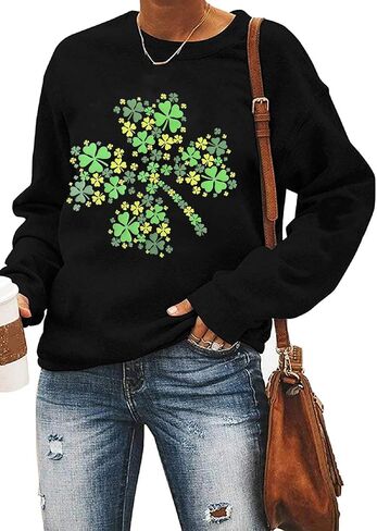 سويت شيرت Yimoya St Patricks Day للنساء قميص Lucky St Patty Day بأكمام طويلة ورسومات St Patricks in Kuwait