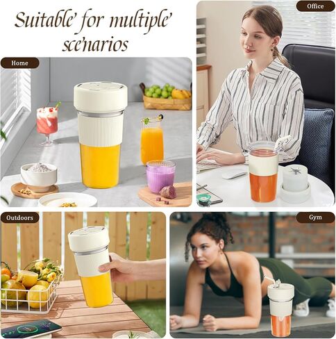 خلاط عصارة محمول، خلاط عصارة كهربائي USB، خلاط صغير مع شفاطة، خلاط شخصي للمخفوقات والعصائر، صانع عصير محمول، كوب عصارة خلاط كهربائي، قابل لإعادة الشحن عبر USB-C in Kuwait