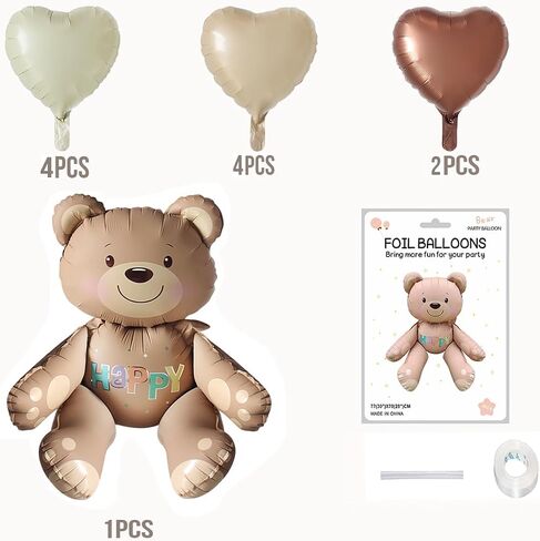 Birthday Cake Balloons, 60 Inch 3 Tier Birthday Cake Stand Up Balloons, Includes 5 Pcs 18 Inch Cream Heart Balloons, Suitable for Birthday Party Decoration Set, Party Decoration Supplies-6pcs in Saudi Arabia