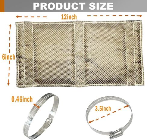 Titanium Pipe Heat Shield 4'' x 8'' Exhaust Heat Wrap Motorcycle Heat Guard Cover with 2 PCS Stainless Steel Clamps in Saudi Arabia