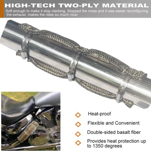 Titanium Pipe Heat Shield 4'' x 8'' Exhaust Heat Wrap Motorcycle Heat Guard Cover with 2 PCS Stainless Steel Clamps in Saudi Arabia