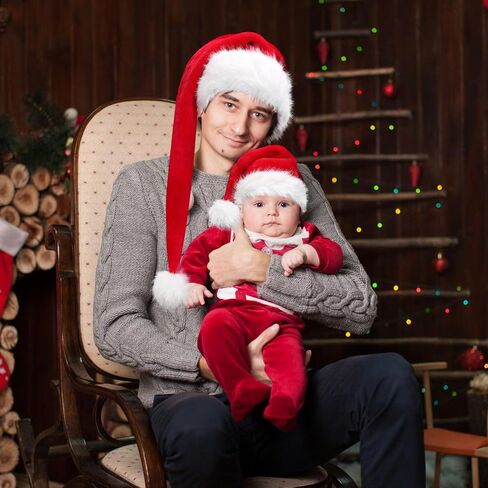 Kids Santa Hat, Christmas Hats Holiday for Boy Girls, Unisex Deluxe Comfort Extra Thicken Faux Fur Classic Child Xmas Hat for New Year Festive Party Headwear, Red in Saudi Arabia