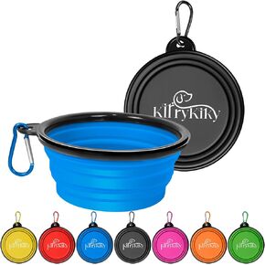 Collapsible Dog Bowls, 2 Pack Portable Travel Dog Bowls, Foldable Dog Water Bowl for Dogs Cats, Pet Feeding Watering Dish with Carabiner, Food Grade Silicone BPA Free(Pink+Orange, Small)