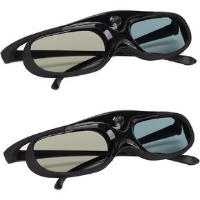 DLP Link 3D Glasses, Widely Compatible 144Hz 3D Active Shutter Glasses with USB Charging Cable for 3D Movies