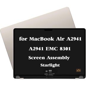 A2941 M2 M3 Screen Replacement for MacBook Air A2941 M2 M3 A3114 EMC 8301 9301 8612 2023 2024 MQKT3 MQKU3 MQKV3 MQKW3 MQKX3 MQKP3 MQKQ3 MQKR3 Full LCD Screen Display Assembly Starlight