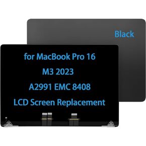 16" Screen Replacement for MacBook Pro M3 2023 A2991 EMC 8408 LCD Display Assembly 661-38683 (Black)