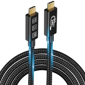 USB4 Cable, with Thunderbolt 5 Cable, 240 W Charging Cable, 80 Gbps Data Cable, gen4 cable,16K@60Hz 4K120Hz HDR, USB C to USB C Cable, for Hub, Dock, M2, M3, SSD, Laptops, Monitor (TB5 80G 240W 1M)