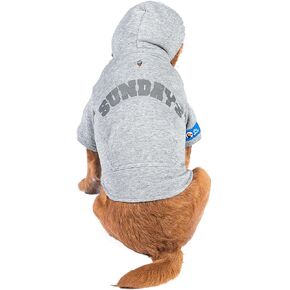 The Dodo Heather Gray ‘Sundays’ Hoodie for Dogs, Size Small, Everyday Apparel for Dogs, Cute Dog Sweatshirt, Cute Clothes for Dogs, The Dodo for Dogs Collection