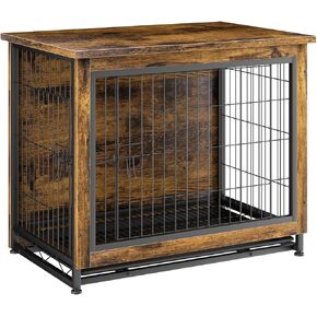 JY QAQA Dog Crate Furniture, Wooden Dog Crate Table, Double-Doors Dog Furniture, Indoor Dog Kennel, Dog House, Dog Cage/Brown/M