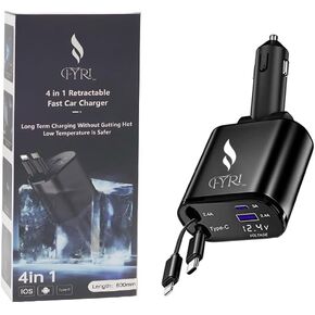 ( 2024 )Retractable Car Charger 4 in 1, Fast Car Phone Charger 66W with 2 Retractable Cables 2.6ft Each and USB Car Charger, Compatible with iPhone 16/15/14/13/12/11,and Galaxy, Pixel, iPads