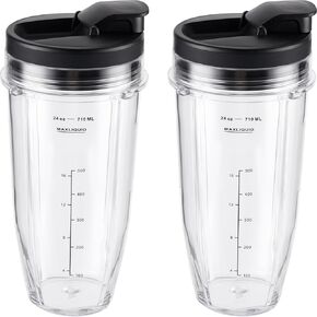 4 Pieces Ninja Blender Cups Replacement Parts 24oz with Lids Upgraded Blender Cups for Nutri Ninja Auto iQ, BN401, BN751, BN801, BN800, BL450, BL456, BL480, SS401, SS101, SS151, SS351