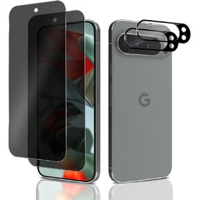 for Google Pixel 9 Pro XL Privacy Screen Protector, 9H Hardness Tempered Glass Protective Film [2+2 Pack] Camera Lens Protector [Full Coverage] [Anti-Spy] [Scratch-Resistant] for Google Pixel 9 Pro XL