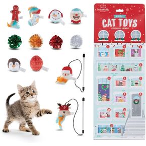 12 Day Festive Whisker Wonderland Advent Calendar Surprise Each Day For 12 days Christmas Gift Box for Cats, with Catnip-Infused Delights, Plush Crinkle, Balls, and More for Holiday
