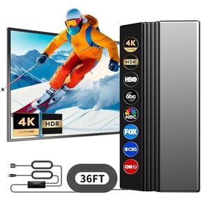 2024 Enhanced 1100+ Miles Range TV Antenna Indoor Outdoor for 1080p 2K 4K of Smart TV Local Channels, with 36 Ft HDTV Cable 1 Antenna