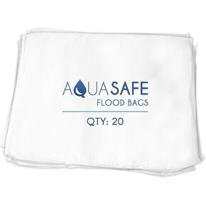 AquaSafe Flood Bags, Water Absorbent Flood Barrier and Super Absorbant Pad, 16" x 22", Pack of 20