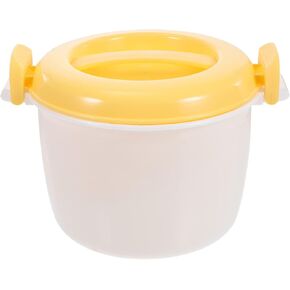OSALADI 1L Microwave Rice Cooker Mini Rice Cooker Steamer Keep Warm Function for Soups Stews Grains Oatmeal Yellow