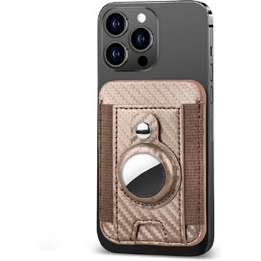Magnetic Card Wallet Holder Compatible with MagSafe,Leather Phone Wallet with AirTag Holder,Compatible with iPhone 14/13/12 Mag-Safe Series,Hold Up to 7-8 Cards(1-Brown)