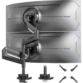 17-57 inch Dual Vertical Monitor Mount, Heavy Duty Monitor Arm for 2 Monitors, up to 59.4 lbs, Extra Tall/Wide Adjustable, Premium Aluminum Dual Monitor Desk Mount, VESA 75x75-200x200 mm