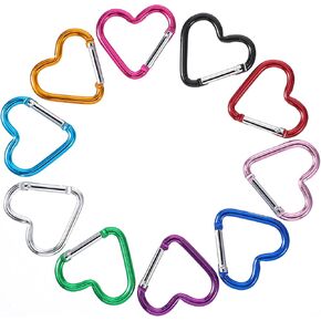 10pcs Heart Carabiner Metal Carabiner Clip Heart Shaped Carabiner Keychain Cute Carabiner for Camping Accessories Backpack Water Bottle Key