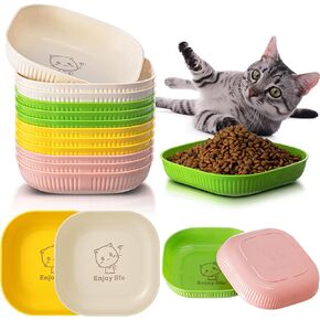 12 Pcs Whisker Fatigue Relief Cat Bowl 5.5" Square Shallow Cat Food Dish Wide and Small Feeding Plate Stray Cats Wet Feeding Bowls for Ferrets Feral Cat Kittens Short Legged Cat