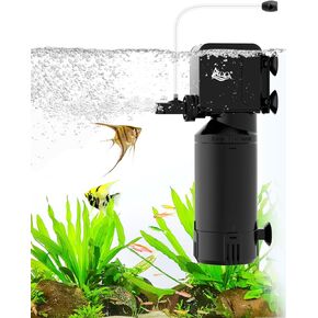 AQQA Dual-Use Aquarium Filter,Fish Tank Filter + Small Water Pump,Filtration,Wave-Making,Dissolved Oxygen,Water Circulation,Water Changes,Fountains Multifunctional Pump,Saltwater Freshwater (18W)
