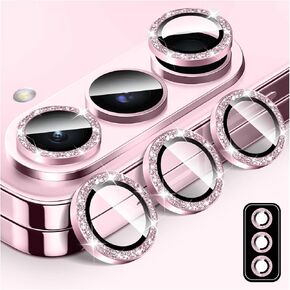 LucBuy Bling Camera Lens Protector for Samsung Galaxy A25, Tempered Glass Camera Cover Film Stickers, Glitter Automatic-Alignment Individual Metal Ring Screen Protector