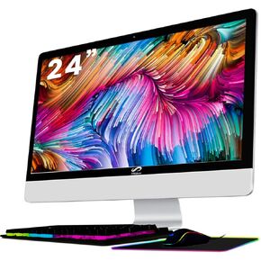 كمبيوتر مكتبي الكل في واحد، شاشة FHD 24 بوصة، Intel Core i7 حتى 3.9 جيجا هرتز، 16 جيجا رام، 512 جيجا SSD، واي فاي 5، بلوتوث، لوحة مفاتيح RGB وماوس ولوحة ماوس، ويندوز 10 هوم