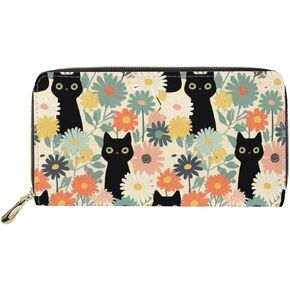 Buybai Cute Animal Flower Women Long Wallet Pu Leather Pouch Zipper Clutch Purse for Gift