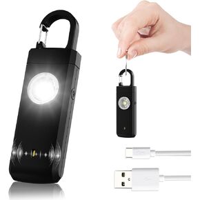 Self Defense Personal Safety Alarm for Women with Stroboscopic SOS LED Lights and Loud Alarm, Self Defense Keychain Suitable for Children, Students, Women and The Elderly (Black)