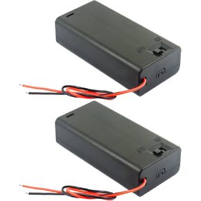 2pcs 2 x AA 1.5V (Total: 3V) Battery Holder Box Case with On/Off Switch Plastic ABS Storage for Electronic DIY Leads 2X Slots and Wires
