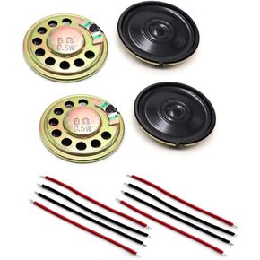 Gump's grocery 4PCS Metal Shell Round Internal Magnet Speaker 8 Ohm Small Speakers Micro Internal Speaker for Mini Speakers,DVD,EVD (28MM-8R-2W)