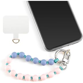 Silicone Beaded Phone Wrist Strap, Hands-Free Phone Wristlet Strap, Cell Phone Lanyard with Tether Tab for Women