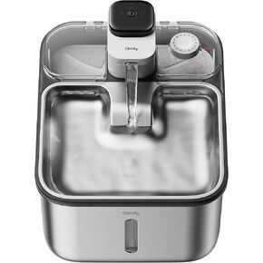 Stainless Steel Cat Water Fountain Wireless for Cats Indoor, Automatic Metal Dog Water Dispenser,Cordless Battery Operated Pet Drinking Fountain,Rechargeable Waterer with Motion Sensor 123oz, Black
