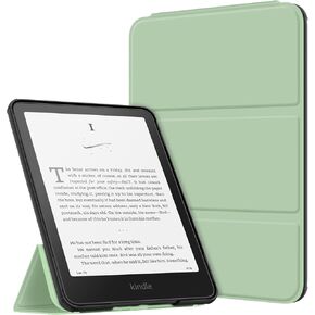 حافظة Fintie ثلاثية الطي لجهاز Kindle Paperwhite 2024 وKindle Colorsoft Signature Edition - غطاء حامل خفيف الوزن للغاية قابل للطي لتنبيه/غفو تلقائي لجهاز Kindle Paperwhite الجيل الثاني عشر، أخضر أغاف