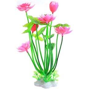 1pc Pink Artificial Water Plants,Plastic Lotus Fish Tank Ornament,Aquatics Grass Flower Simulation Wedding Favors,Plastic Plants for Party Fish and Aquatic Pets,Aquarium Décor