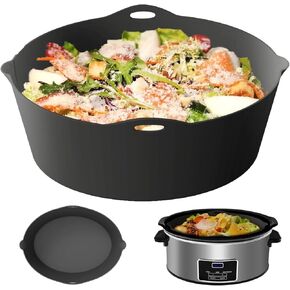 Silicone Slow Cooker Liners fit with Crock-Pot 6-7 Quart Oval Slow Cooker, BPA Free, Reusable, Leakproof, Dishwasher Safe Cooking Liner, Slow Cooker Divider Insert for Round Crockpots - 1 Pack