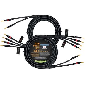 WORLDS BEST CABLES 25 Foot - Canare 4S11 – Audiophile Grade - HiFi Star-Quad Bi-Wire Speaker Cable Pair with Eminence Gold Banana Connectors