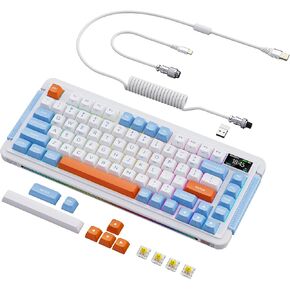 L98 Wireless Mechanical Keyboard with 1.14" TFT LCD, Hot-swappable RGB Keyboard with Gateron G Yellow Pro Switches, Bluetooth/2.4G/Wired, Gasket Mount, PBT Keycaps, Charcoal Gray