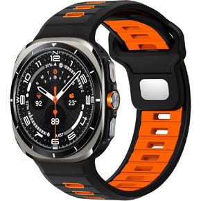 Silicone Sport Rugged Bands Compatible for Samsung Galaxy Watch Ultra 47mm(2024), No Gap Wide Breathable Waterproof Adjustable Strap for Men