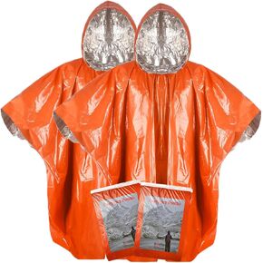 2024 Thickened Emergency Rain Poncho with Mylar Blanket Liner, Heavy Duty Thermal Poncho Survival Blankets for Adult, Reusable Survival Ponchos Survival Gear, Camping, Hiking, Outdoor in Saudi Arabia