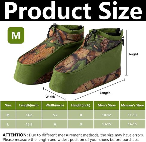 RunNico Waterproof Camo Boot Insulated Covers, 600D Hunting Non-Slip Boot Cover with Adjustable Drawstring, Cold Weather Boot Insulators for Men Women Hunting Camping Fishing Wildlife Photography(M,L) in Saudi Arabia