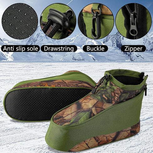 RunNico Waterproof Camo Boot Insulated Covers, 600D Hunting Non-Slip Boot Cover with Adjustable Drawstring, Cold Weather Boot Insulators for Men Women Hunting Camping Fishing Wildlife Photography(M,L) in Saudi Arabia