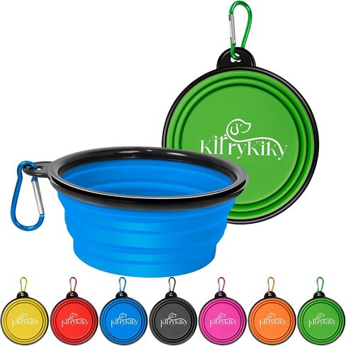 Collapsible Dog Bowls, 2 Pack Portable Travel Dog Bowls, Foldable Dog Water Bowl for Dogs Cats, Pet Feeding Watering Dish with Carabiner, Food Grade Silicone BPA Free(Pink+Orange, Small) in Saudi Arabia