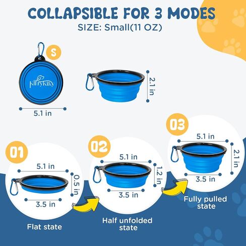 Collapsible Dog Bowls, 2 Pack Portable Travel Dog Bowls, Foldable Dog Water Bowl for Dogs Cats, Pet Feeding Watering Dish with Carabiner, Food Grade Silicone BPA Free(Pink+Orange, Small) in Saudi Arabia