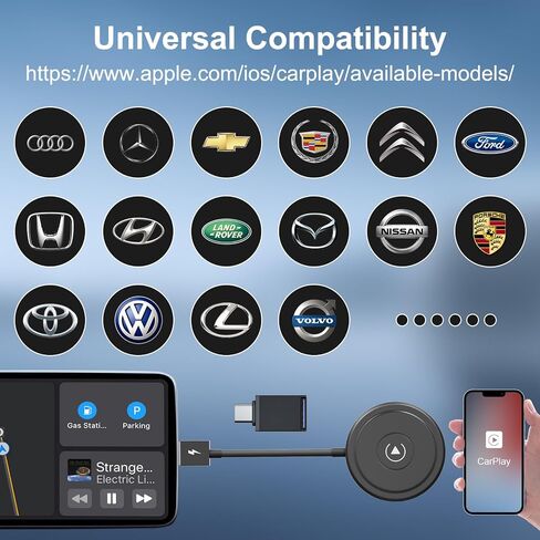 محول Carplay اللاسلكي، 2024 يحول محول CarPlay السلكي إلى لاسلكي لأجهزة iPhone، Mini CarPlay Wireless Plug & Play Dongle للسيارات من 2016 ولأجهزة Apple iPhone iOS 10+ in Saudi Arabia