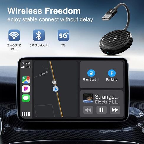 Wireless Carplay Adapter, 2024 Converts Wired to Wireless CarPlay Adapter for iPhone, Mini CarPlay Wireless Adapter Plug & Play Dongle for Cars from 2016 & for Apple iPhone iOS 10+ in Saudi Arabia