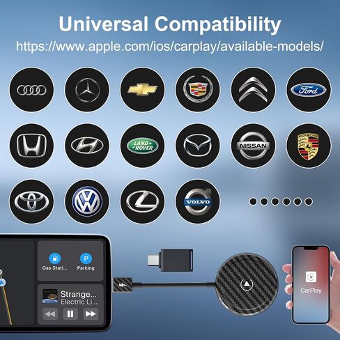 Wireless Carplay Adapter, 2024 Converts Wired to Wireless CarPlay Adapter for iPhone, Mini CarPlay Wireless Adapter Plug & Play Dongle for Cars from 2016 & for Apple iPhone iOS 10+ in Saudi Arabia