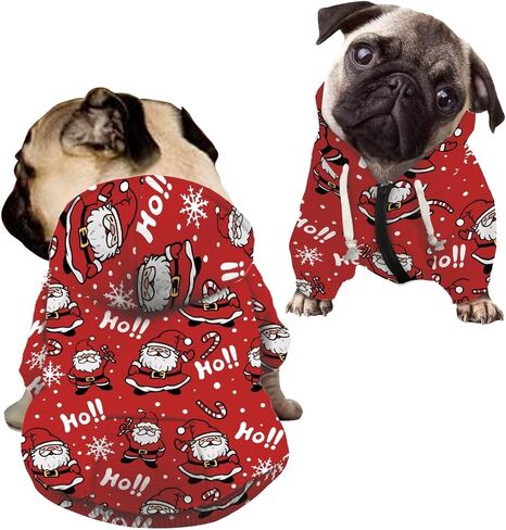 Howilath Cute Santa Claus Dog Hoodie Sweater for Small Medium Dogs Christmas Zipper Sweatshirt with Hat Tracksuits Pet Clothing - M in Saudi Arabia